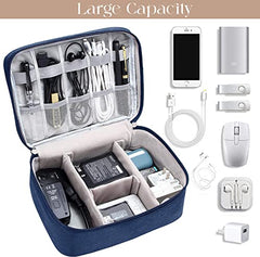 House of Quirk Electronics Accessories Organizer Bag, Universal Carry Travel Gadget Bag for Cables, Plug and More, Perfect Size Fits for Pad Phone Charger Hard Disk (Sky Blue)