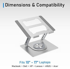 BetterBulk Adjustable Aluminum Laptop Stand for Desk with Foldable Ergonomic Design and Complimentary Mobile Stand, Compatible with MacBook, HP, Dell, Lenovo and Tablets