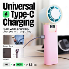 NUUK BFF Personal Hand Fan | 13000 RPM with IceTouch™ | 3600mAh Rechargeable Battery up to 10 hrs | Portable Mini Fan | 100-Speed Dial | For Travel, Office, Makeup & Outdoor | 1 Yr + 1 Month Warranty