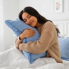 Sleepy Threads Pink Pillow Covers - Set of 2 | 27 x 18 Inch | Rectangular Checkered 220 TC Pillow Cases | Soft & Breathable with Envelope Closure | Throw Pillow Case for Sofa, Living Room, Bedroom