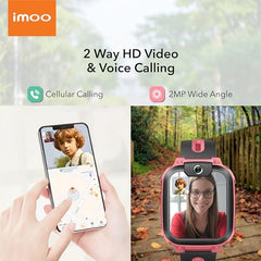 imoo Watch Phone Z1, 4G Smart Watch for Kids with Real-Time HD Video & Phone Call, Smart Watch for Girls with Real-Time GPS Location, Smartwatch for Boys with IPX8 Water Resistance (Pink)