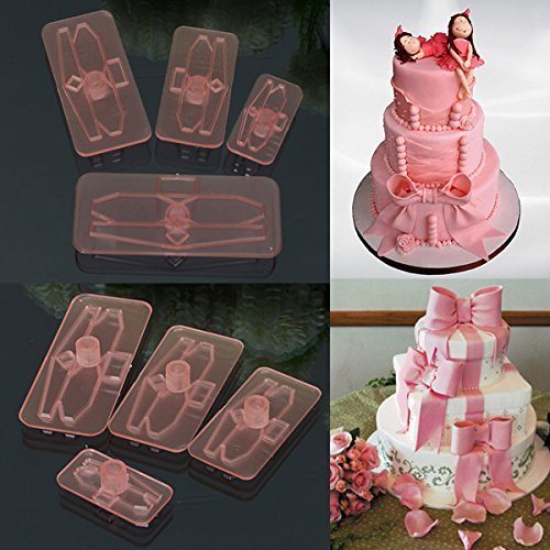 SYGA Set of 4 Plastic Bow Cake Cutter Molds Icing Cookie Biscuit Fondant Embosser Craft