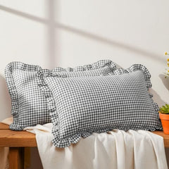 Sleepy Threads Pink Pillow Covers - Set of 2 | 27 x 18 Inch | Rectangular Checkered 220 TC Pillow Cases | Soft & Breathable with Envelope Closure | Throw Pillow Case for Sofa, Living Room, Bedroom