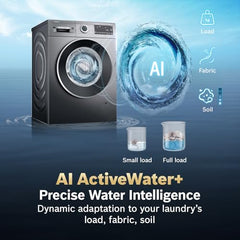 Bosch 10 kg 5 Star Front Load Fully Automatic Washing Machine, AI ActiveWater, Automated Dosing of Detergent, Inbuilt heater,14 Wash Programs,60L Large Drum,Cast Iron Grey, WGA254IRIN (2026 model)
