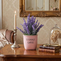 Dekorly Premium Artificial New Rose Flower with Pink Decorative Pot (Storage Large) – 22 cm Faux Flower Arrangement for Home Decor Living Room Bedroom Office Decor (1, Rose)