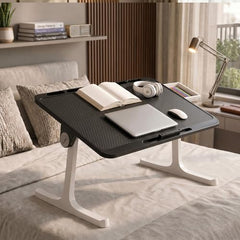 StarAndDaisy T9 Foldable Bed Table for Laptop & Study, 4-Level Adjustable Angled Tabletop, Large Desktop Surface with Anti-Slip Stopper, Tablet & Phone Slot, Storage Drawer, Stable Legs, PP & TPE