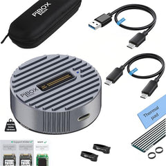 PiBOX India NVME M2 Enclosure Fan, SSD Enclosure - USB 3.2 10Gbps, Tool-Free M.2 NVMe Case, PCI-E NVMe Reader, USB-C, Supports M & B&M Keys, 2230/2242