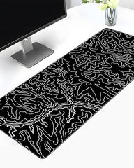 White Topographical XXL Gaming Deskmat 900x450mm – Extended Mousepad for PC