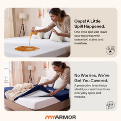 MY ARMOR Waterproof Mattress Protector King Size, 78x72, 6.5x6 feet, Double Bed Protector Sheet Cover, Breathable and Hypoallergenic Ultra Soft Fitted Terry Cotton Feel Fabric, Elastic Skirting, Grey