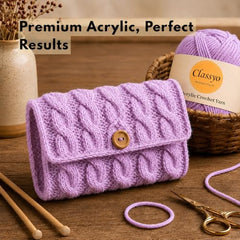 Classyo Acrylic Yarn for Crocheting (100gms x 1 Ball, 4ply) | Soft Wool Crochet Thread | Acrylic Hand Knitting Yarn | Wool for Crochet | For Sweater, Scarf, Hat, Baby Clothes, Purse, Gift Bags and DIY Crafts (Butter, Pack of 1)
