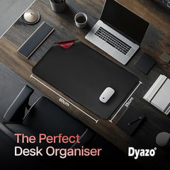 Dyazo Vegan PU Leather Mouse Pad for Remote Work/Office/Gaming, Large Desk Mat, Dual-Sided Anti-Slip, Water-Resistant Design (800 x 300mm, Navy Blue & Yellow)