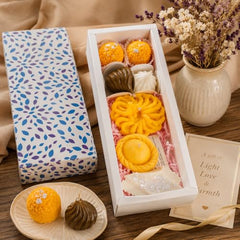 CANDLE MANSION Mithai Candle Gift Set of 7 Handmade Soy Wax Modak, Laddu, Kaju Katli & Imarti Decorative Scented Candles | Rakhi Gift Hamper for Brother | Diwali, Wedding & Festive Giftings Home Decor
