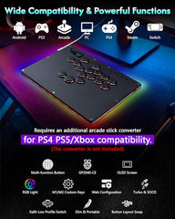 GuileKeys Arcade Fight Stick GK-16, All-Button Gamerfinger with Custom RGB & Turbo Functions, Arcade Controller for PC/PS4/PS3/Switch/Steam Game Keyboard Supports Hot Swap & SOCD
