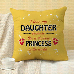 Gift for Daughter Birthday Special Birthday for Daughter Printed Cushion(12 inch X 12 inch with Filler with Keychian) Girls Pillow Daughters Day for Daughter and Girls (V) (D-5A)