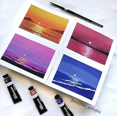 Zen Sangam Express your Mind - Square Gouache Glued Watercolor Sketch Paper Pad - 300 Gsm - Cold Pressed - 24 Sheets - Rough Grain Surface - Size (10.5Cm X 10.5Cm) - Gouache Book