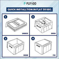 FLYNGO Foldable Steel Frame Clothes Organizer Storage Box For Wardrobe, Saree, Shirts, And Blankets (66 Ltr - Pack Of 2, Oxford Fabric), Blue