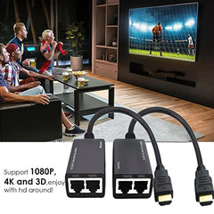sartyee 2 PCS HDMI Extender Over Cat5e/6, Ethernet to HDMI RJ45 Ethernet Network Adapter, Support 1080p UP to 30m/98ft Video and Audio for HDTV HDPC PS4 STB (HDMI to RJ45 1 to 2)