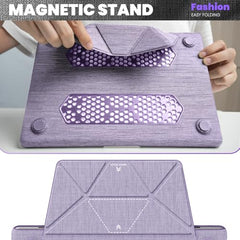 ProElite Case for MacBook Air 13.6 inch 2022 2023 2024 2025 Release M5/M4/M3 A3113 M2 A2681 with Touch ID, Fabric Material Hard Shell with Slim TPU Bumper and Fold Kickstand, Purple