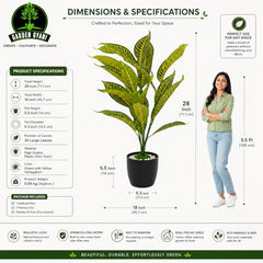 GARDEN GYANI Artificial Areca Palm Plant with Black Pot – 145 cm Tall Faux Tropical Decorative Plant with 35 Leaves for Home, Office & Living Room Décor