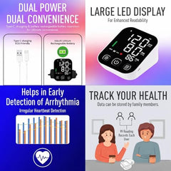 D MEDICARE® Rechargeable Blood Pressure Monitor for Home Use, Automatic Digital BP Machine with Large LED Display, USB Charging, Accurate Upper Arm BP Monitor (DMBP01-01)