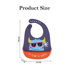MOMISY Baby Bib For Newborn Waterproof Silicone Apron Wipeable Stain Resistant With pocket For 6 months and up (1, GreyPurpleStar)