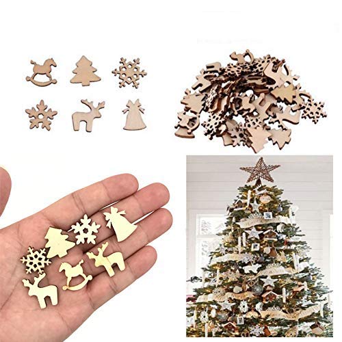 SYGA Christmas Cartoon Decoration Christmas Tree, Wooden Horse, Deer DIY Handmade Decoration Accessories, 100PCS/bag