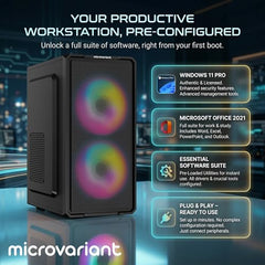 MICROVARIANT Onyx ITX Desktop Computer | Core i7-7Th Gen | 16GB RAM | 512GB SSD | 5G WiFi + BT Dongle | HD Graphics | USB 3.0/HDMI/VGA Port |Pre-Installed Windows 11 Pro + Office 21 | 2 Year Warranty