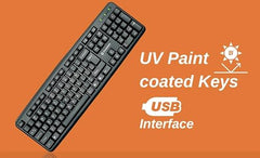 Consistent Classic Silver Wired Keyboard (SK101) for Windows, USB Plug-and-Play, Full-Size, Spill-Resistant, Curved Space Bar(Black)