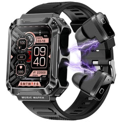 WatchOut WearPods Smartwatch with Wireless Earbuds, GPS Fitness Tracker, Music Storage, Heart Rate, Always-on HD Display, Best Headphones & Smart Watch in one Gift (Orange Army)
