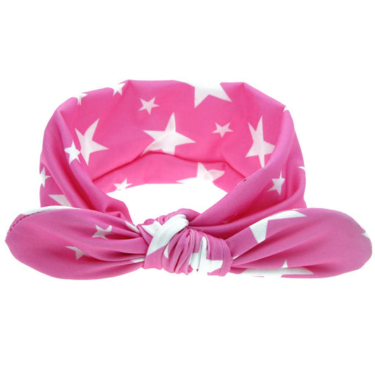 MOMISY Multi-colored Rabbit Ear Hairband Headband Elastic Accessory for Girls Kids Soft &Stretchy Hair Wraps-Pack of 4
