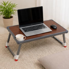 Foldable Adjustable Laptop Study Table | Portable Multipurpose Desk with Clipboard | Engineered Wood Top & Metal Frame | Suitable for Study, Reading, Writing & Laptop Use, White