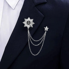 SYGA Men's & Women Suit Shirt Stud Lapel Pin Chain Tassel Brooch Pin with Crystal Chain(Silver)