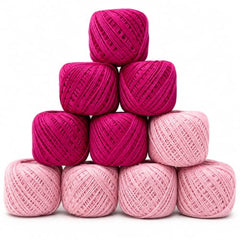 Crochet Cotton Thread Yarn Combo, 10 Rolls for Knitting, Crochet, Embroidery and Craft Making, Soft Decorative Thread for Handmade DIY Projects, Yellow & Green