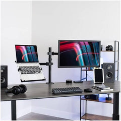 Monitor & Laptop Desk Arm Stand, Swivel & Tilt | Clamp and Grommet Installation
