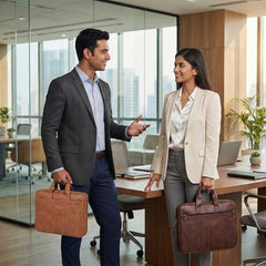 RIONTO Elite Vegan Leather Laptop Bags for Men Office Use | Upto 15.6 inch | Expandable Bottom | Mobile & Pen Compartment with Multiple Organizers | Professional Office Bag for Man & Women - Tan