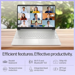 HP 15 Smartchoice, Intel Core Ultra 5 125H 12 TOPS, 24GB DDR5 (Upgradeable) 1TB SSD,Anti-Glare, FHD, 15''/39.6cm,Win11, M365*Office24, Silver, 1.65kg, FD1458TU, FHD Camera w/Shutter, Backlit AI Laptop