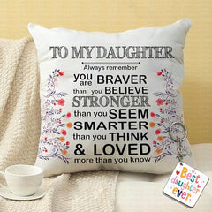Gift for Daughter Birthday Special Birthday for Daughter Printed Cushion 12 inch X 12 inch + Micro Fiber Filler + Keychian + Magnet Girls Pillow Daughters Day for Daughter and Girls -10A (Color-7)