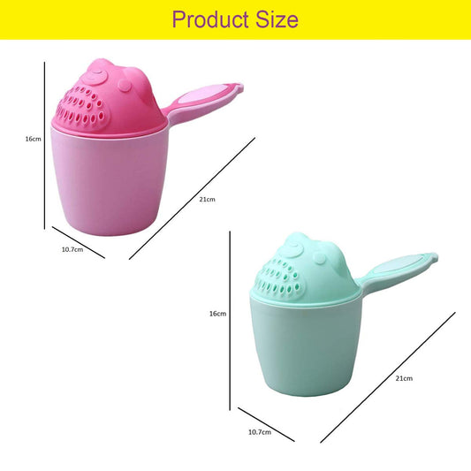 SYGA 2 Pcs Plastic Baby Shampoo Cup Baby Shower Water Scoop Children Water Scorpion Baby Bath Tumbler (Pink and Green)
