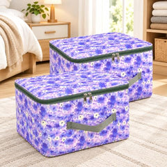 Storite 2 Pack Nylon Wardrobe Bag Underbed Cloth Storage Organizer | Moisture Proof Storage Bag, Storage box for Clothes Saree Bags, Zippered Closure & Handle - Magenta,37x34x23 cm
