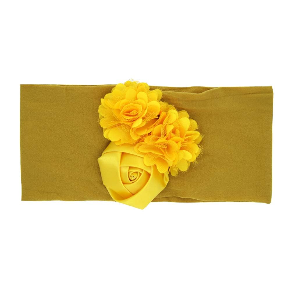 SYGA Baby Headbands Girls Rose Flower Nylon Strechable Hairbands For Newborn Infant Toddlers Kids 0-3 Year (Blue)