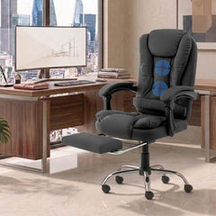 Casa Haus Italia Premium Leatherette Office Chair for Work | Boss Chair, Ergonomic Executive, Luxurious Cushioned Arms & Seat, 2 Point Back Massager, Heavy Duty Metal Base (Burgundy)