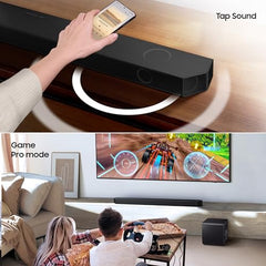 Samsung 320 W True 3.1.2ch Soundbar with Dolby Audio | Q-Symphony | Center, Up-Firing Speakers | HDMI eARC | Optical in | Bluetooth 5.3 | Wireless Subwoofer (HW-Q600H/XL, Titan Black)