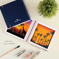 MENORAH - Artist Square Sketch Book - 180 GSM - Square Drawing Book - (100 Pages/50 Sheets) - Hard Metal Spiral Bound - (15.0 cm x 15.0 cm) - Pink