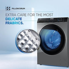 Haier 8 Kg 5 Star Inverter Direct Motion Motor Fully Automatic Front Load Washing Machine (HW80-IM1479CS8U1, 525 Super Drum, Puri Steam, Dark Jade Silver)