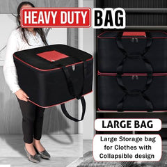 Storite 2 Pack Moisture Proof Nylon Underbed Storage Bag For Clothes Large | (54 x 46 x 28 cm) - BlackRed, Rectangular