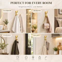 iSTAR Self Adhesive Wall Hook Heavy Duty Metal Stick-On Door Hanger Hook for Hanging Towel, Purse, Robe, Backpack, Jacket, Clothes, Bags - Wall Hooks Set for Bathroom & Kitchen (Pack of 4) (Rose Gold)