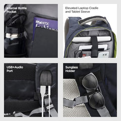 HARISSONS Sirius Travel Laptop Backpack | 45L | Fits 15.6” Laptop | Heavy-Duty Build | USB & Audio Port, Multi-Level Organizer, Trolley Sleeve | Work, Travel & College (black)