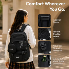 Lysoric Backpack with Detachable Pouch for Teen Girls,Casual School Backpack 14-18 Teenage 15.8 Inch Laptop Bookbag,Big Student Laptop Backpack for College Women School,Travel (Black)