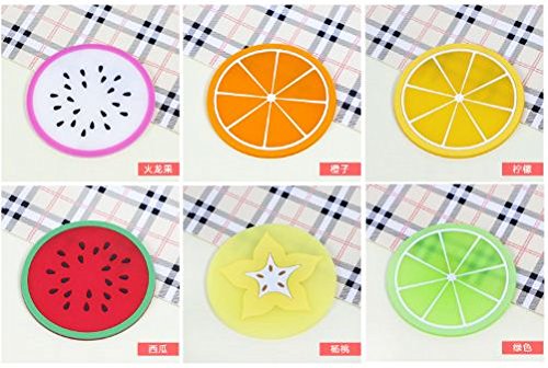 SYGA 5 Pcs Colorful Jelly Color Fruit Shape Coasters Creative Skid Insulation Silicone Gel Cup Mat Pad Hot Drink Holder