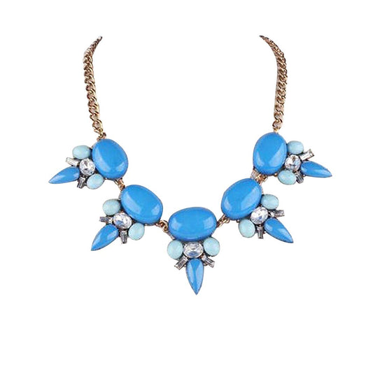 SYGA Noble Stone Necklace Chain Elegant Authentic Unique Design Neck Piece for Wedding, Party, Anniversary, Diwali, Celebration and a Perfect for Your Lady Love, Women and Girls-Turquoise Blue